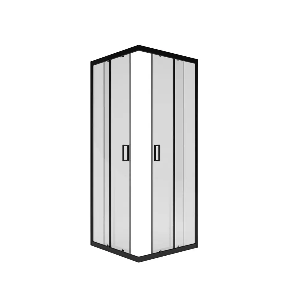 Душевой уголок Метакам квадратный 80x80 см черный профиль прозрачное стекло раздвижной